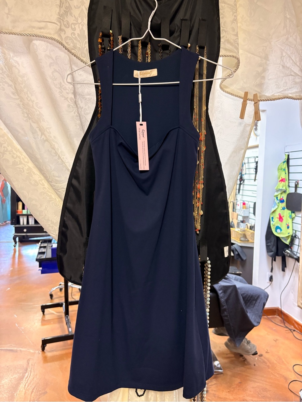 Classic Navy Square-Neck Mini Dress by Cato